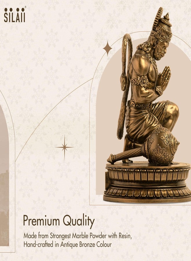 SILAII Lord Hanuman Blessed Sculpture | Hanuman Murti | 6 Inch Hanuman Idol for Home | Handmade Lord Hanuman Ji Ki Murti - Antique Bronze Finish Religious Idol for Home Decor & Gift - Image 5